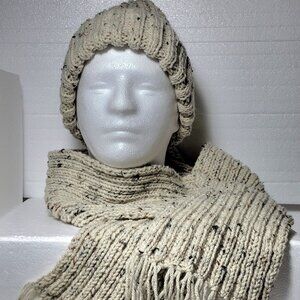 Hand Knit Hat and Matching Scarf Made in USA New Never Worn
